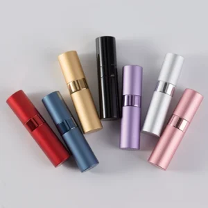 8ml Twist Aluminum Atomizer Empty Round Rotating Refillable 8ml Perfume Atomizer Rotation Aluminum Parfum Glass Spray Bottle